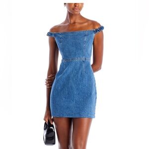 Aqua Blue Denim Mini Dress
